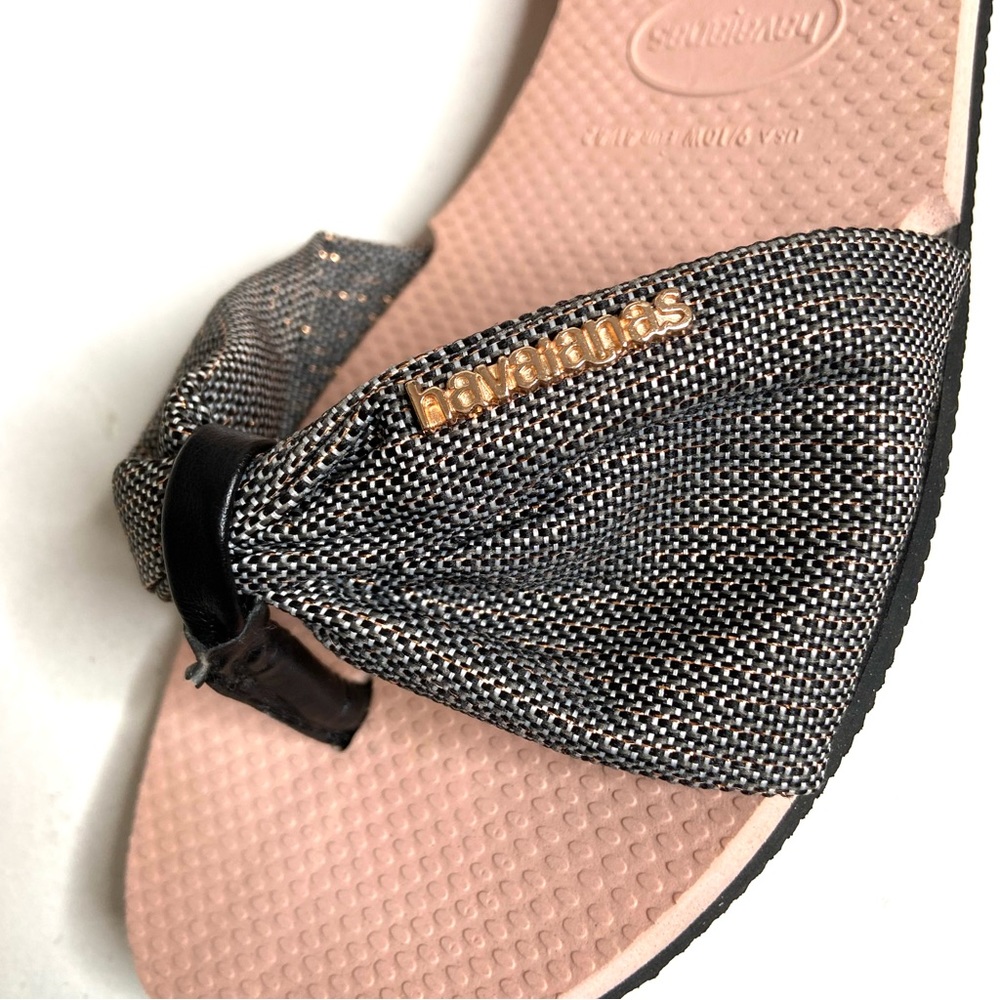HAVAIANAS St. Tropez Shine Sandals Black Ballet Rose - Picture 5 of 15